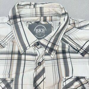 BKE Athletic Fit Plaid Button Up Short Sleeve Casual Shirt XXL,‎ Fashion, Preppy